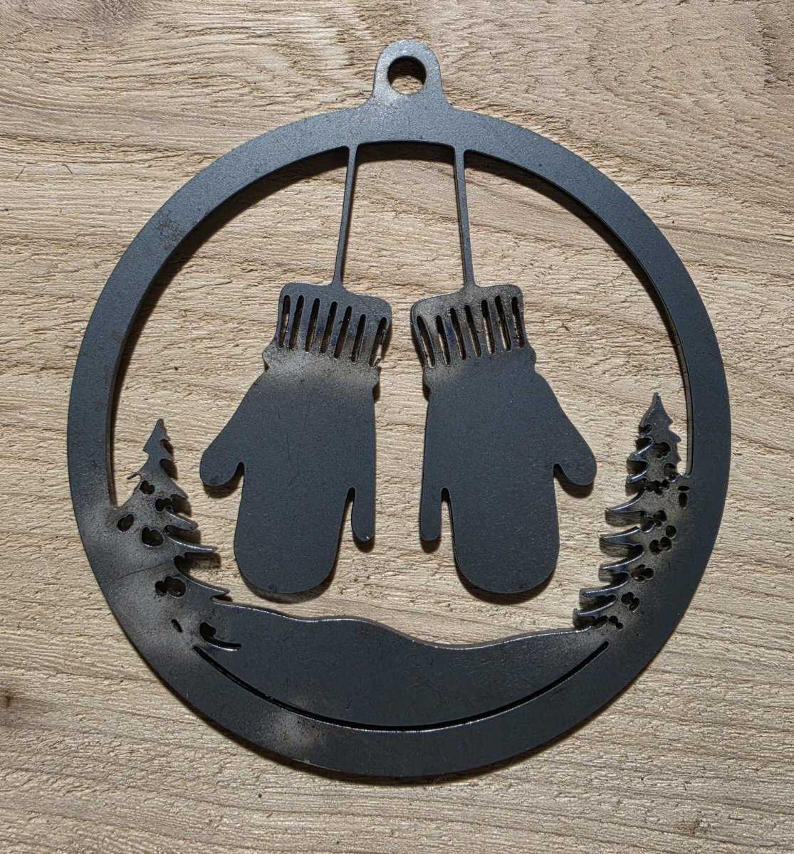 Hanging Mittens Metal Christmas Ornament